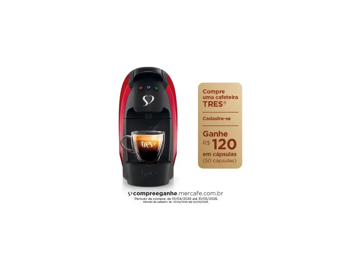 Cafeteira Espresso Luna Vermelha - Tres 3 Corações