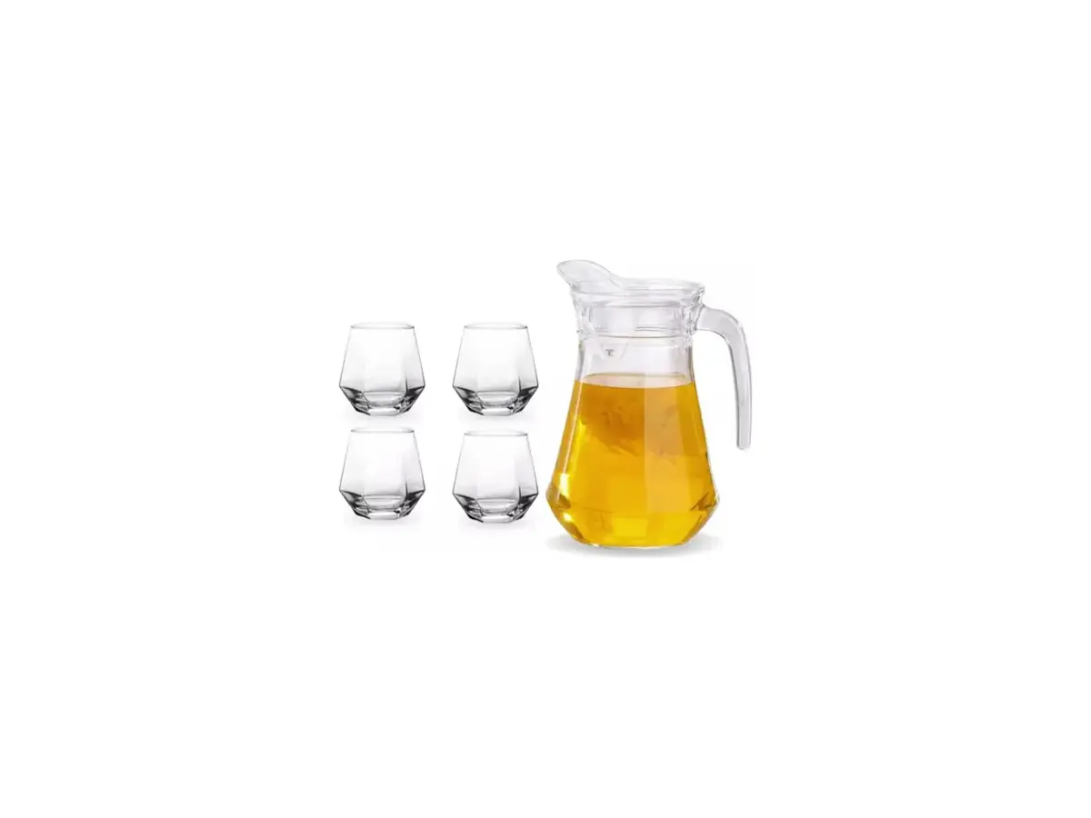 Kit Copos 260ml Jarra 1000ml Vidro Design Transparente