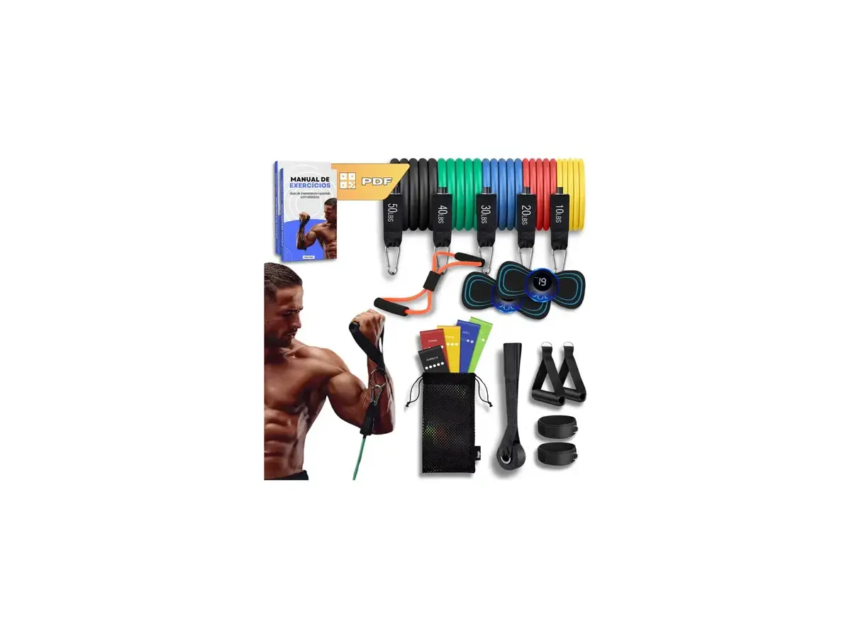 Kit 20 Itens Treino Em Casa Elástico Extensor Faixa Miniband