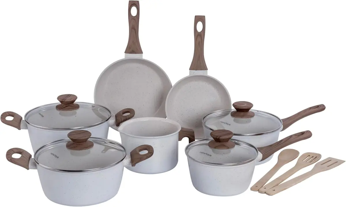 Conjunto de Panelas com 10 Peças Indução Style Cook Marmol Bambu