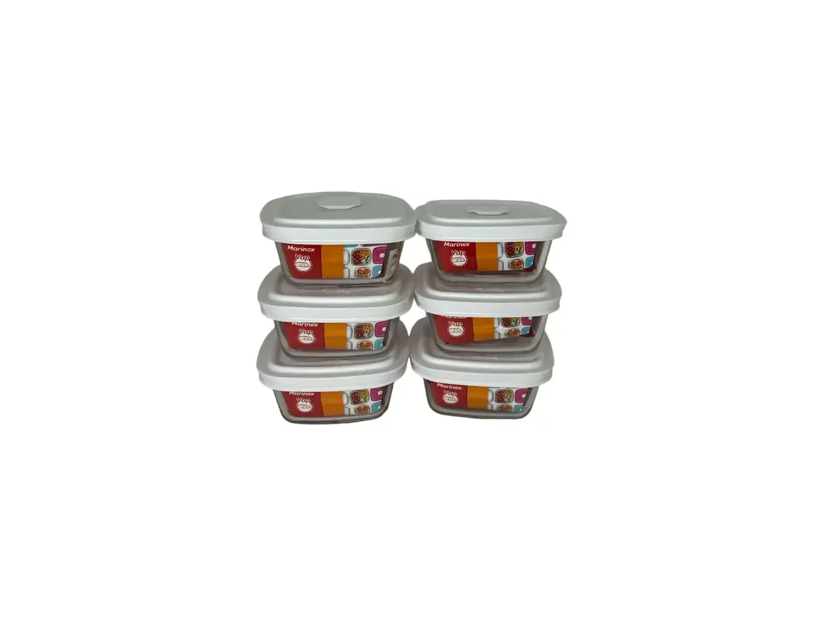Jogo De 6 Potes De 300ml Marmita Marinex Facilita Vap Branco