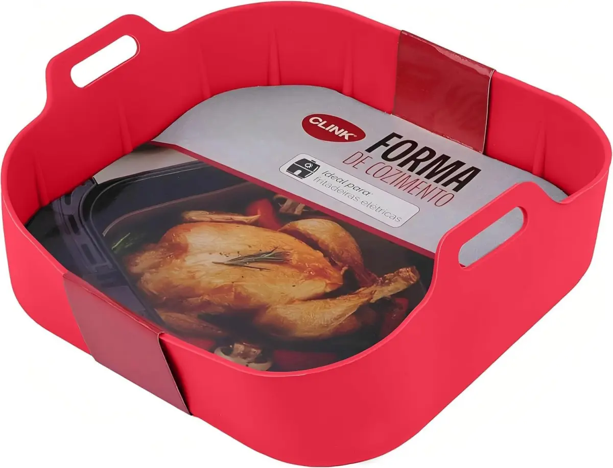 Panela de Silicone Quadrada para Air Fryer 20x20cm