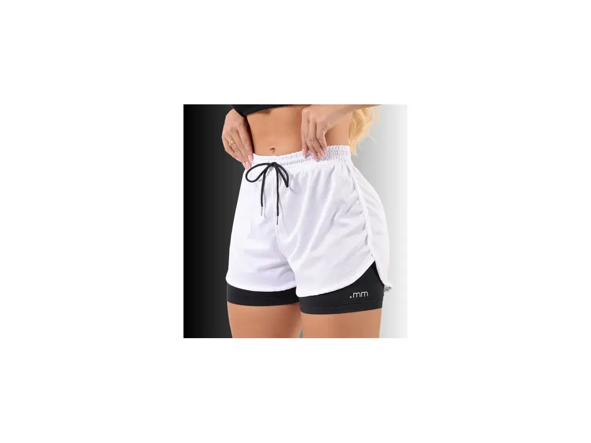 Short Duplo Compreensão Fitness Bermuda Academia Feminino