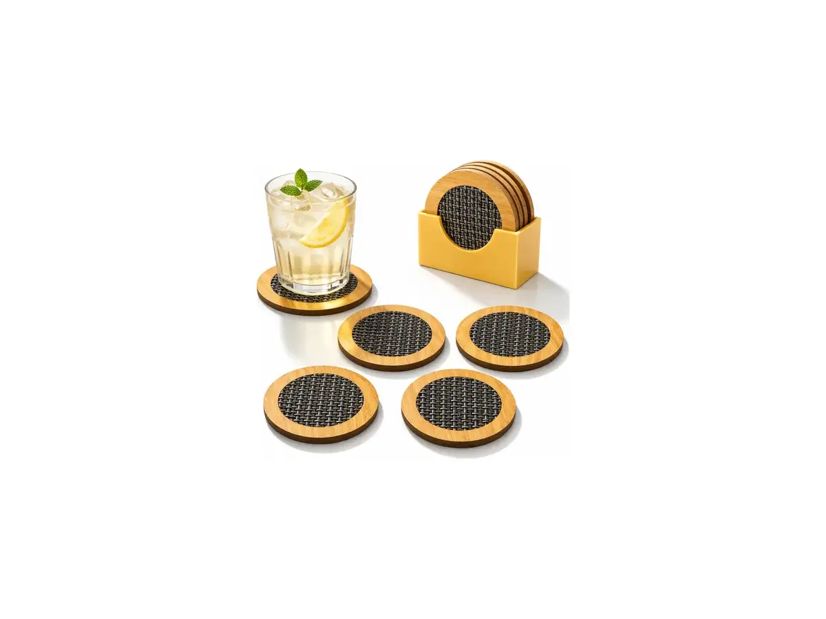 Kit 6 Porta Copos Bambu Descanso Xicara Canecas