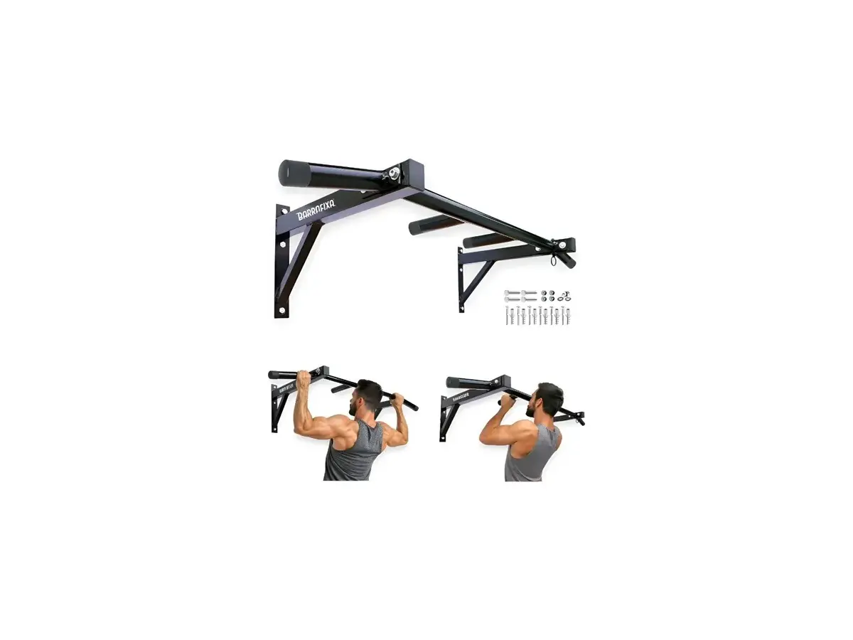 Barra Fixa De Parede Pull-up Modelo Externo Interno Completa Preto