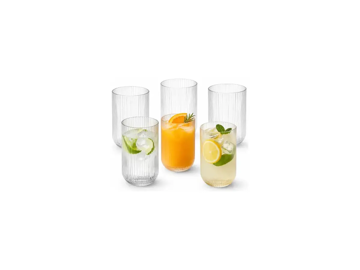 Jogo 6 Copos Vidro Canelado Graffiato 420ml